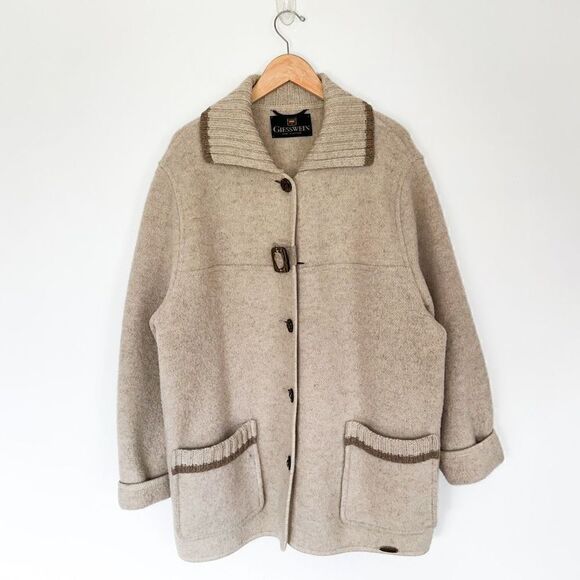 Giesswein Women’s Vintage Cream/Oatmeal and Tan Icelandic Design Coat - Picture 1 of 10
